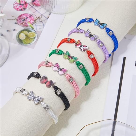 4PCS Charm Bead Bracelets for Teen Girls - Butterfly, Daisy & Flower Designs - Picture 2 of 8